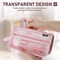 Grid Mesh Pencil Case with Handle and Zipper, Clear Double-layer Pencil Pouch Marker Pouch, Travel Makeup Bag, Cute Transparent Stationary Organizer Pen Bag for Adult Office College